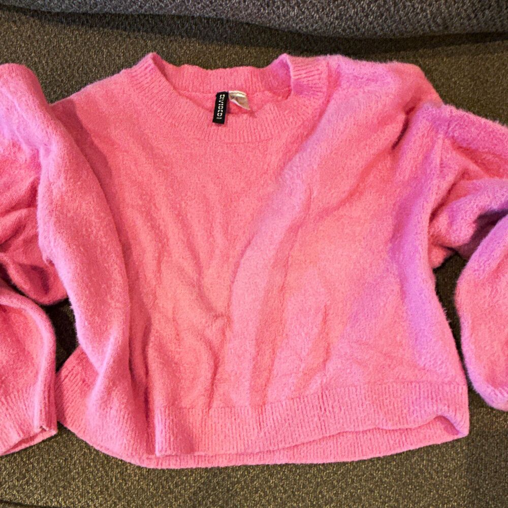 H&M Divided Women's Pink Solid Knit Crew Neck Long Sleeve Sweater XL